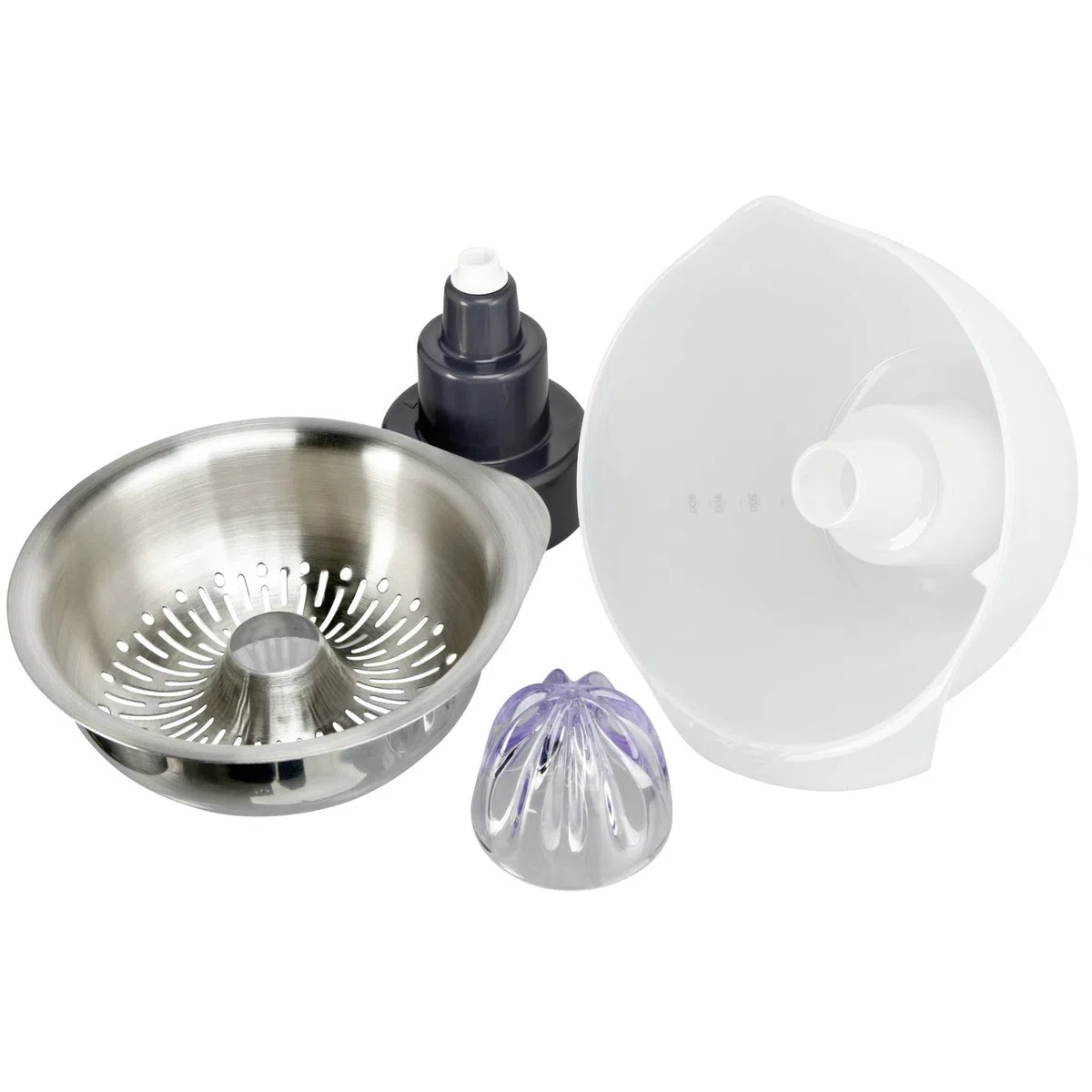 Kenwood Citrus Juicer Chef AT312 Accesorio Exprimidor Compatible Con Robots De Cocina Kenwood Chef Y Major, 0.6 Litros, Acero Inoxidable, Plateado/Blanco