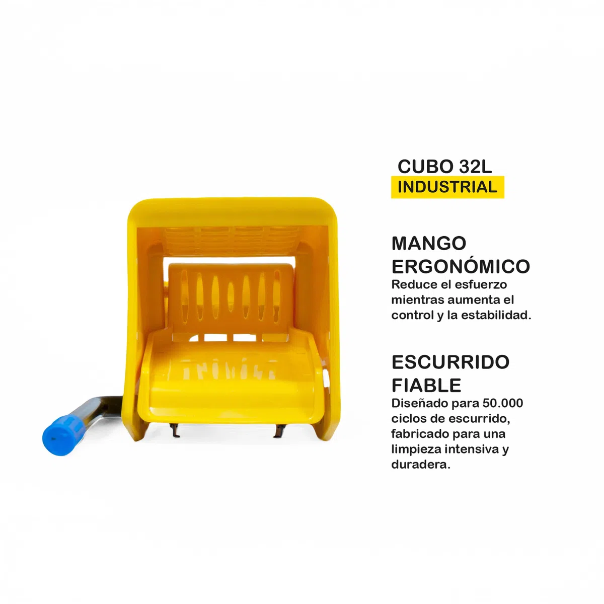 PAMEX - Cubo Industrial con Escurridor Prensa Cpacidad 32L Rótulas Mecánicas