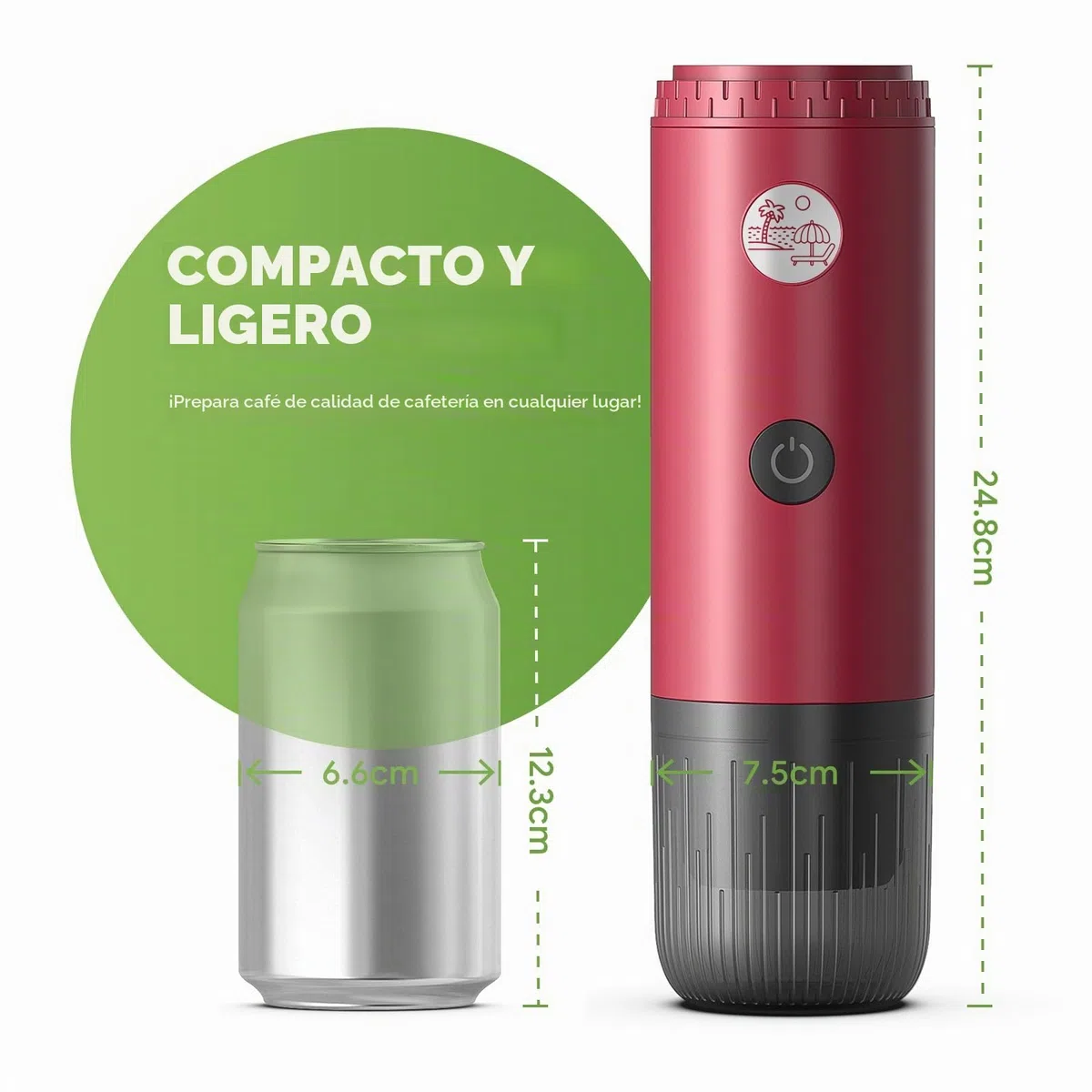Cafetera portátil 3 en 1, máquina de espresso de 19 bares con calentamiento automático, compatible con cápsulas NS y DG, así como café molido para camping, senderismo, viajes y hogar (Rojo)