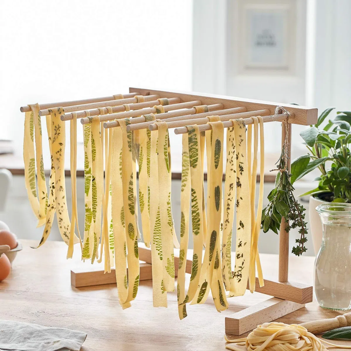 SPRINGLANE Máquina de fideos manual Nonna con Accesorio para linguine, Acero inoxidable, Máquina para hacer pasta, incluye secador de pasta y 3 accesorios para cortar espaguetis, lasaña, tallarines