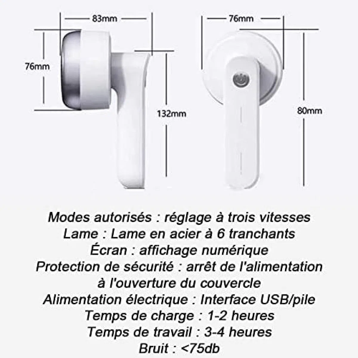 Quitapelusas portátil, afeitadora eléctrica de Felpa con 6 Cuchillas, Recargable por USB para Ropa, Muebles y Ropa de Cama