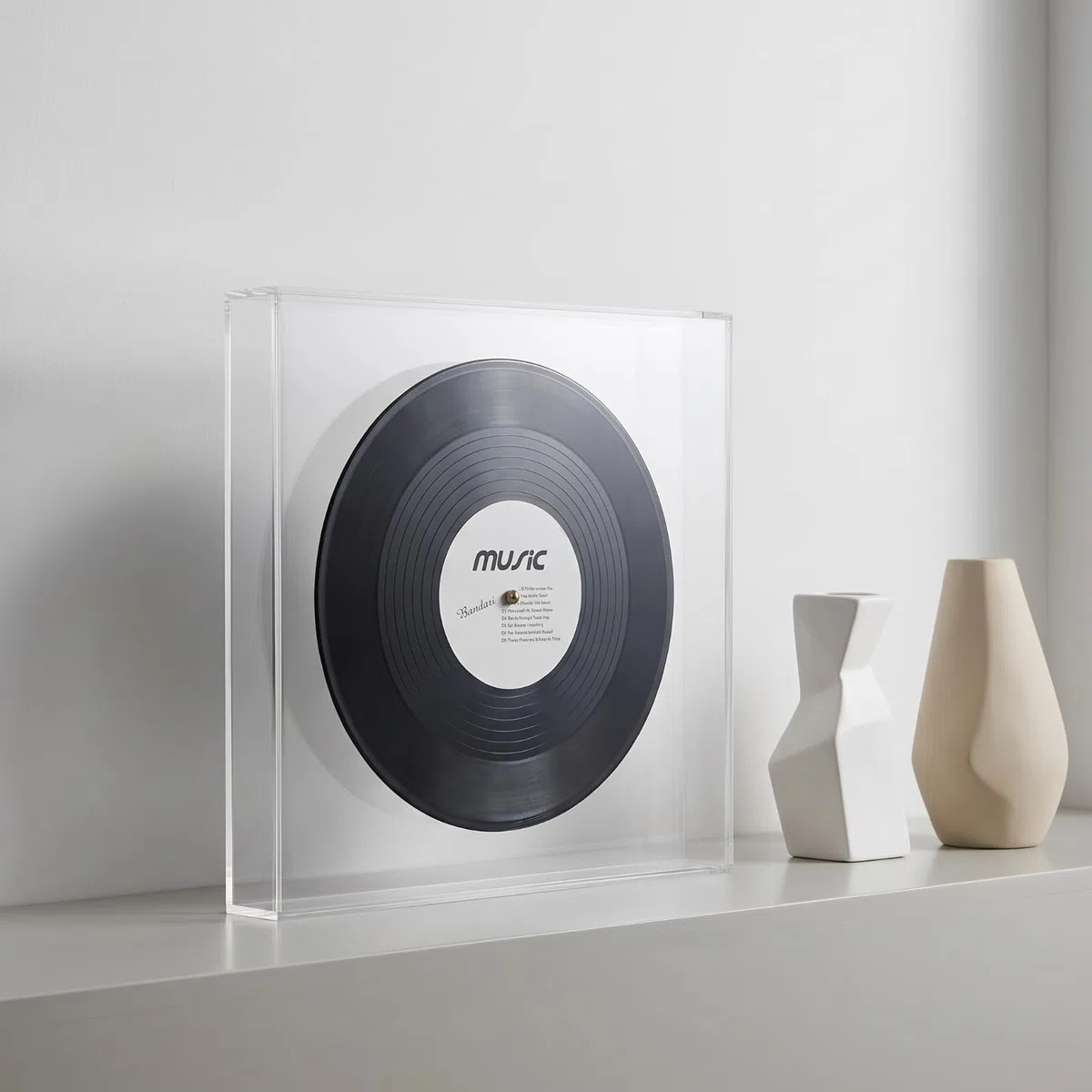 YWMJZEU Caja Acrílico con Disco Musical Caja Regalo Acrílica Soporte para Melómanos, Amarillo