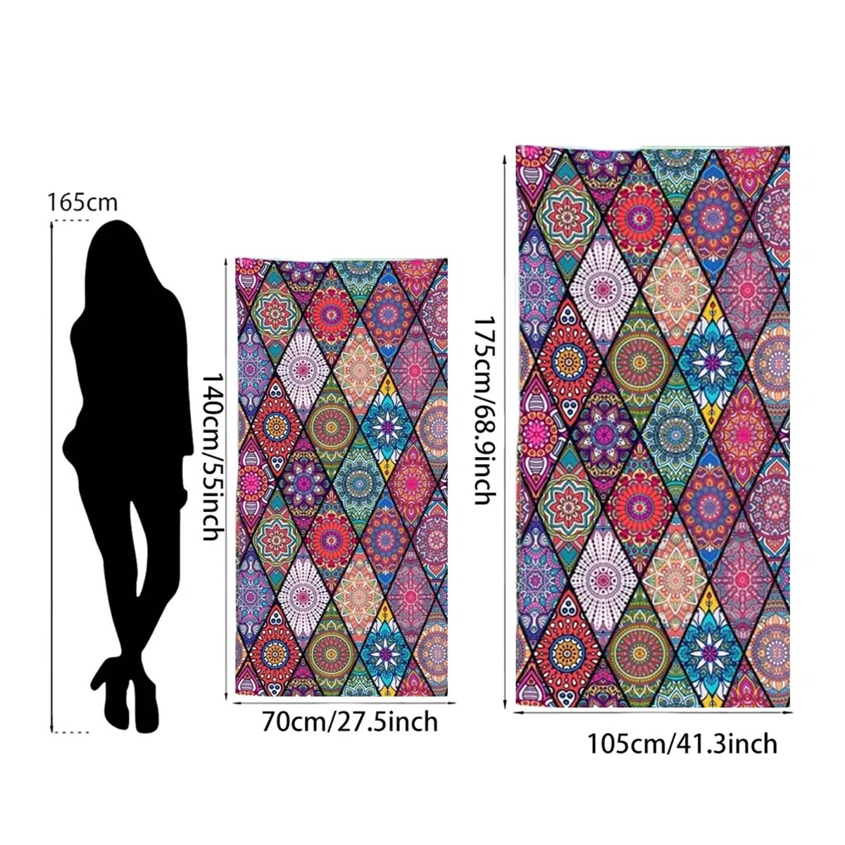 Toalla de playa de microfibra absorbente a prueba de arena, ligera, de secado rápido, para natación, camping, yoga, playa al aire libre (color mixto, 175 x 105 cm)