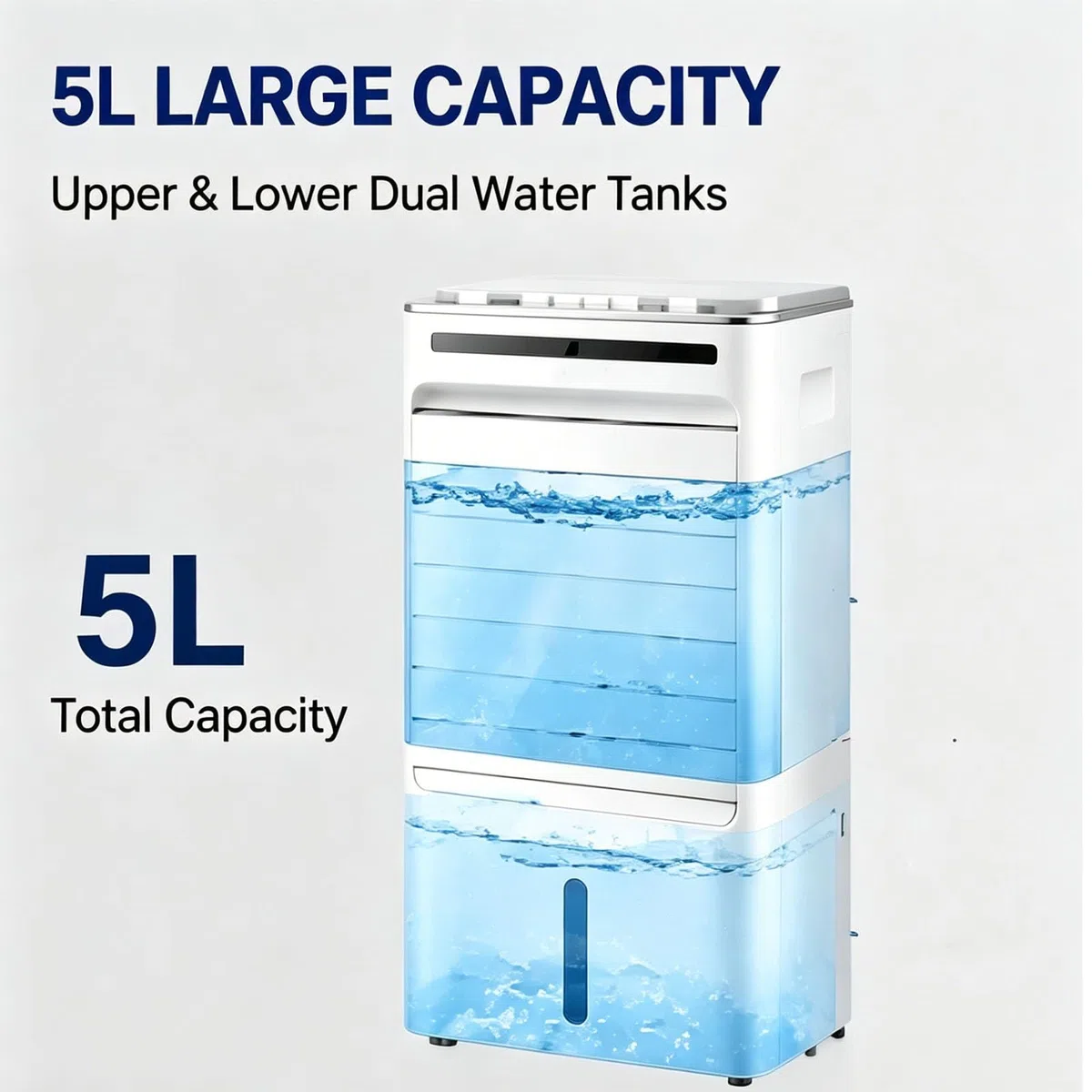 Aire acondicionado portatil con agua de 5 L, 3 velocidades, oscilación de 120°, aire acondicionado sin tubo para dormitorio, oficina