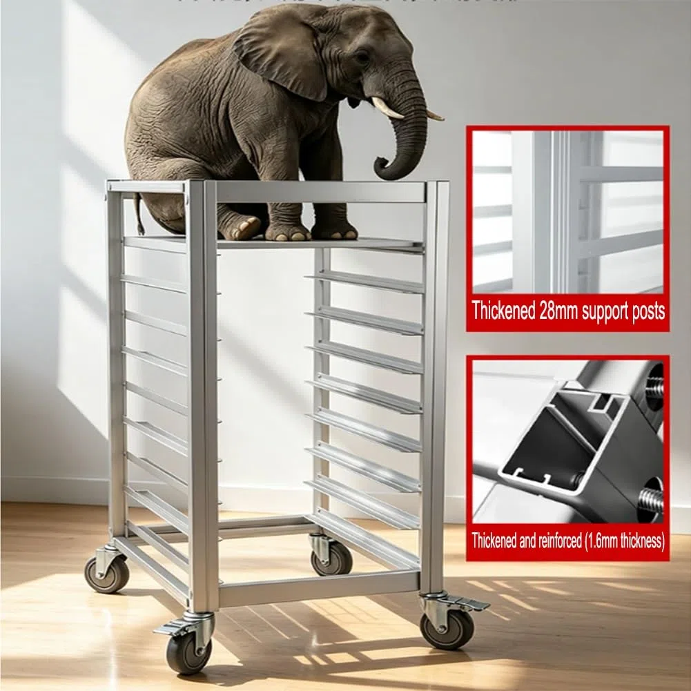 GRRICEPL Carrito de Aluminio con Ruedas para bandejas de panadería, Equipo para Hornear Pan | Carrito Comercial Para Bandejas De Pan, Estante Móvil Para Enfriamiento De Productos Horneados(47x62.5x179 cm/20)