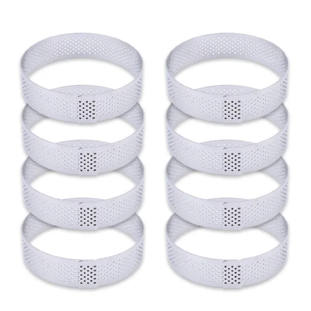Anillos Para Tartas Anillo redondo perforado for tarta, molde for Tartas de fruta de acero inoxidable for hornear postres, moldes for pasteles y Mousse, herramientas de cocina Para Postre，Tartas(8PCS