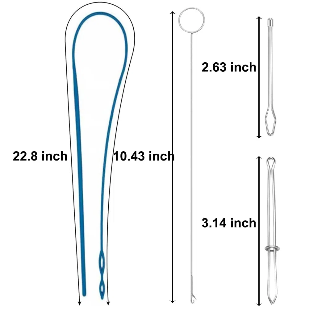 8 piezas de enhebrador de cordón, herramientas de repuesto de cordón, kit de bucle de costura, herramienta de repuesto para cinturones de tela, tiras, accesorios de tejer