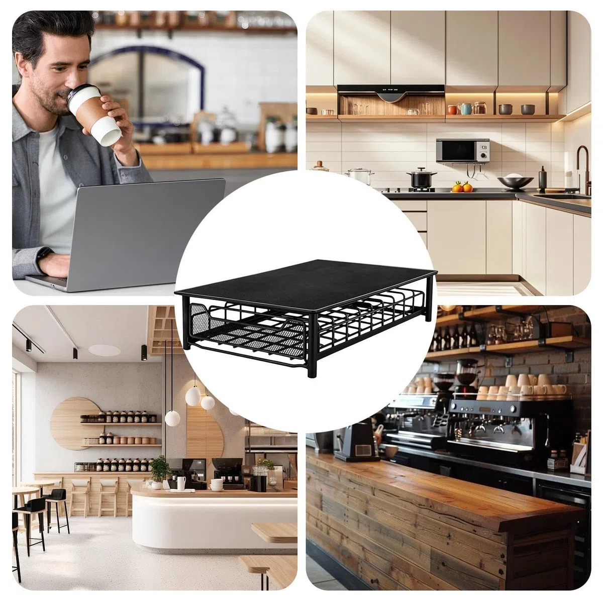 Coffe Pod Portacápsulas con extractor Soporte de metal de fácil acceso | Organizador de extracción para monodosis para cocina, salón, dormitorio, oficina