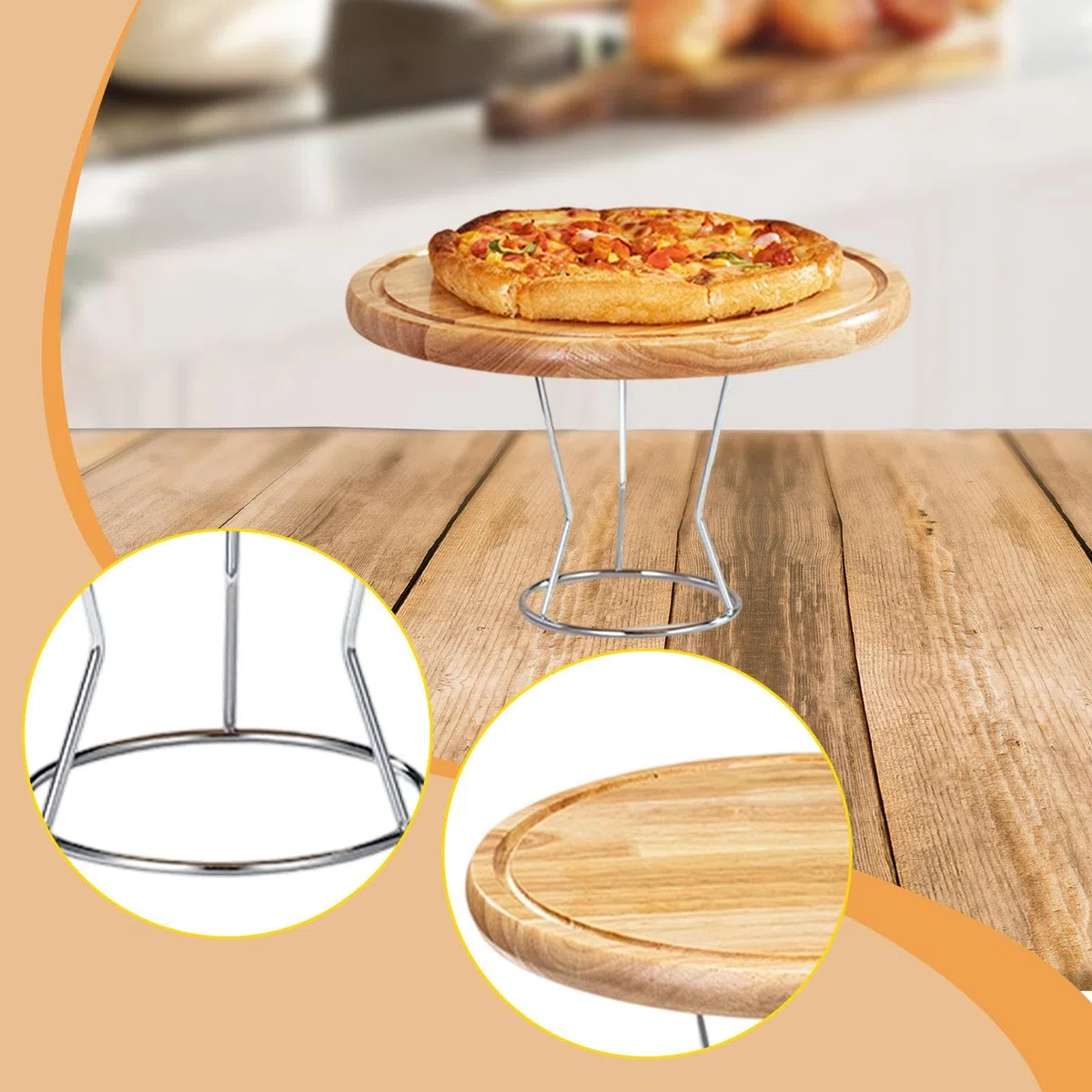 Soporte para Bandeja de Pizza, Bandeja para Pizza, Plato para Servir, Expositor de Mesa para Dulces, Embutidos, Aperitivos, Galletas Y Queso, 10 Inch