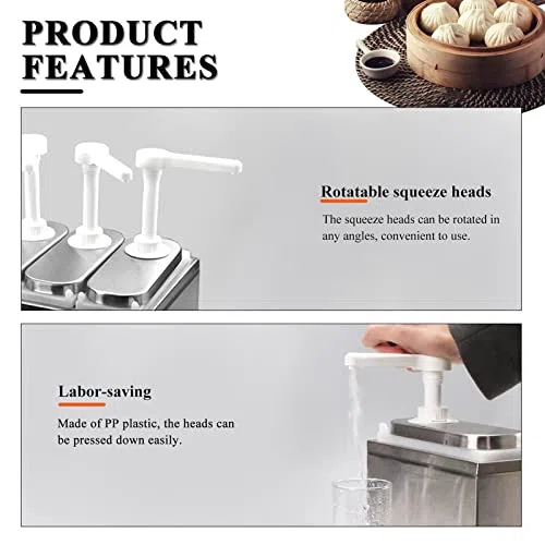 Dispensador de Condimentos, Contenedores de de Bomba, Estación de Plástico y Acero Inoxidable para Cocina y Hogar (Bomba Doble 1L)