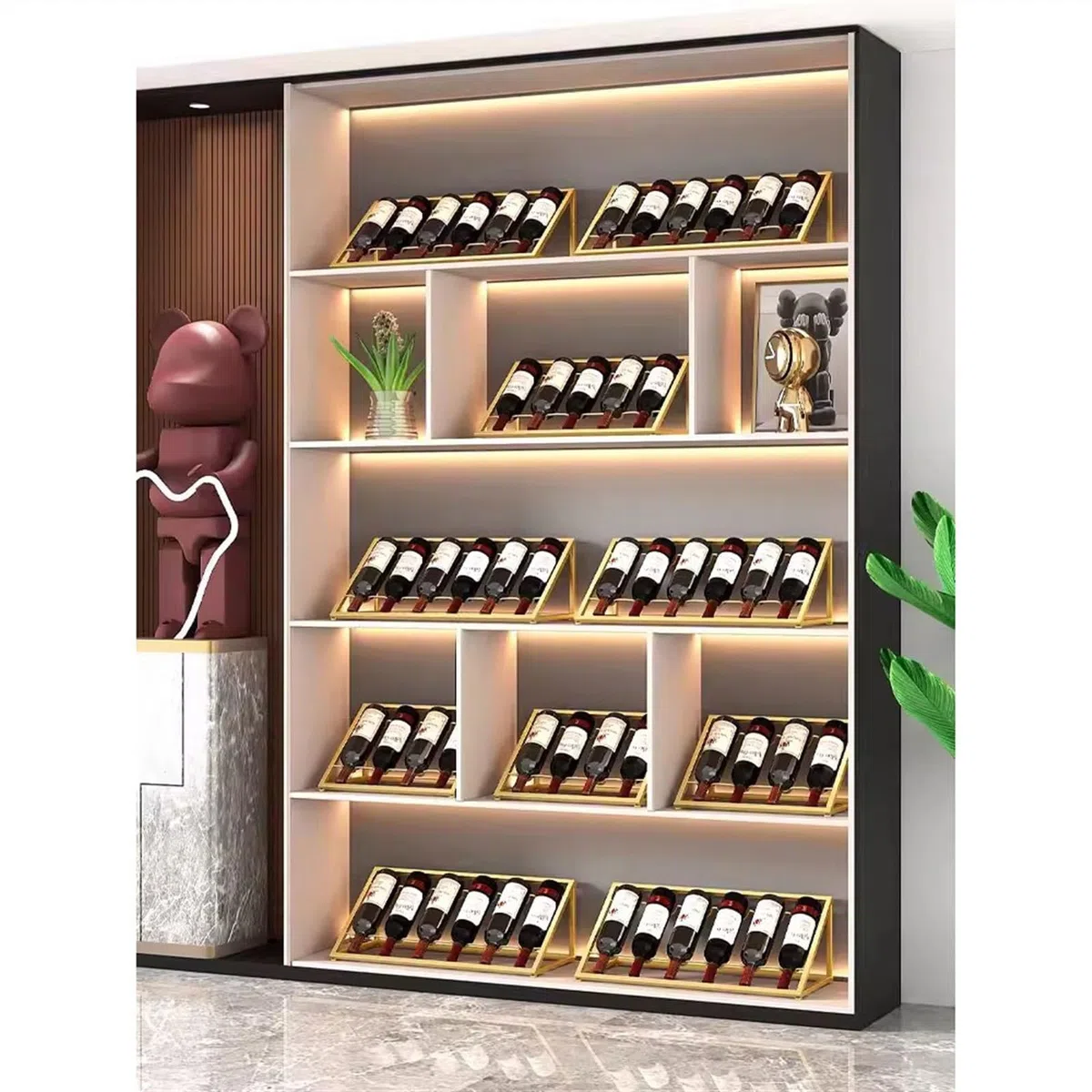Botellero Enfriador de Vino for Bodega, Estante de exhibición for vinos, Estante for Vino Tinto, Estante Inclinado for el hogar, Adornos for estantes de Vino Botellero
