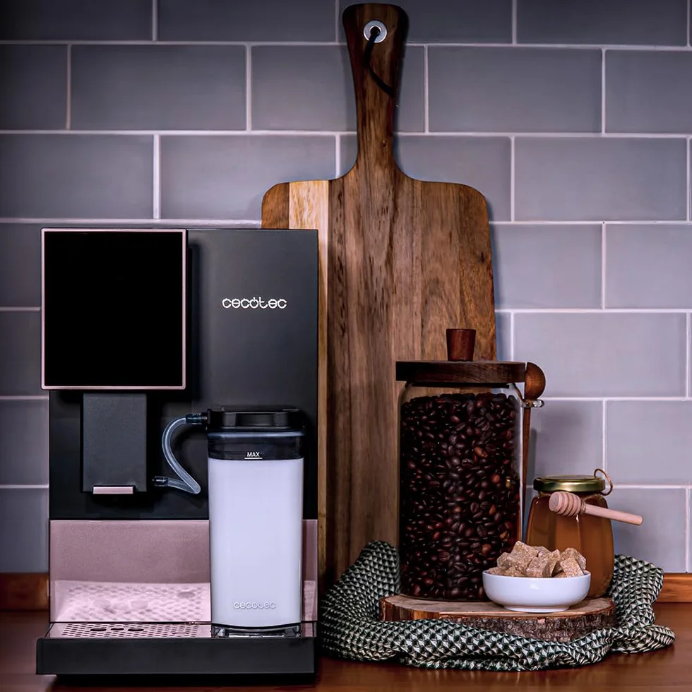 Cecotec Cafetera Superautomática Compacta con Wifi Cremmaet Compactccino Connected Black Rose. 1350W, 19 Bares, Pantalla TFT y APP, Molinillo, Tanque de Leche 400ml y 1L de Agua