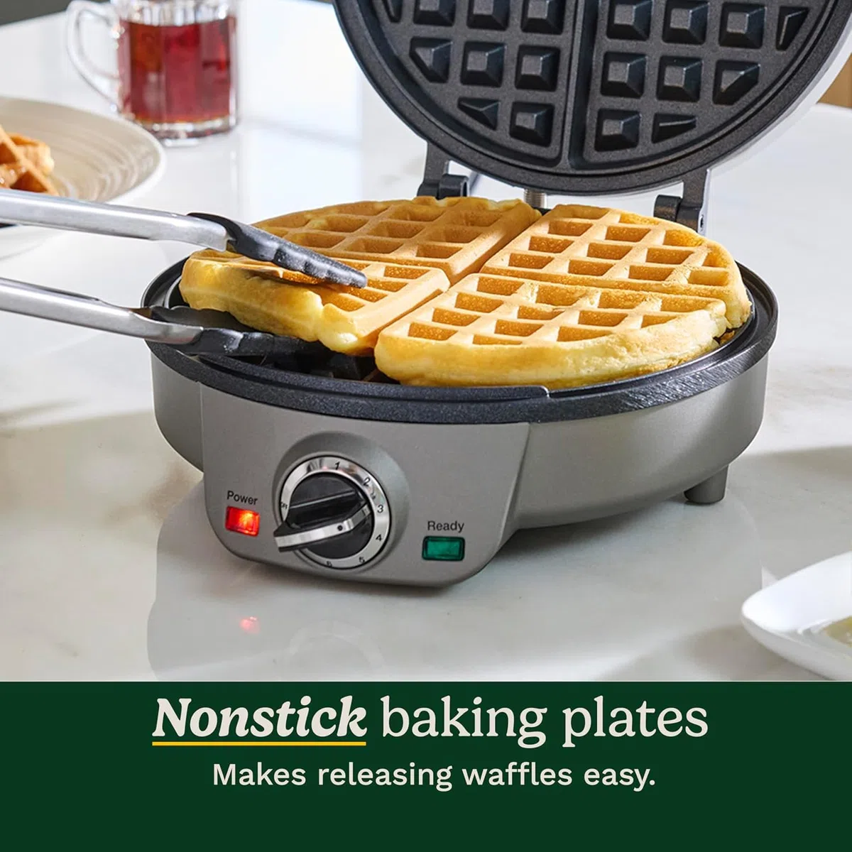 Cuisinart, Máquina de gofres belga de 4 rebanadas, redonda, WAF-200NAS