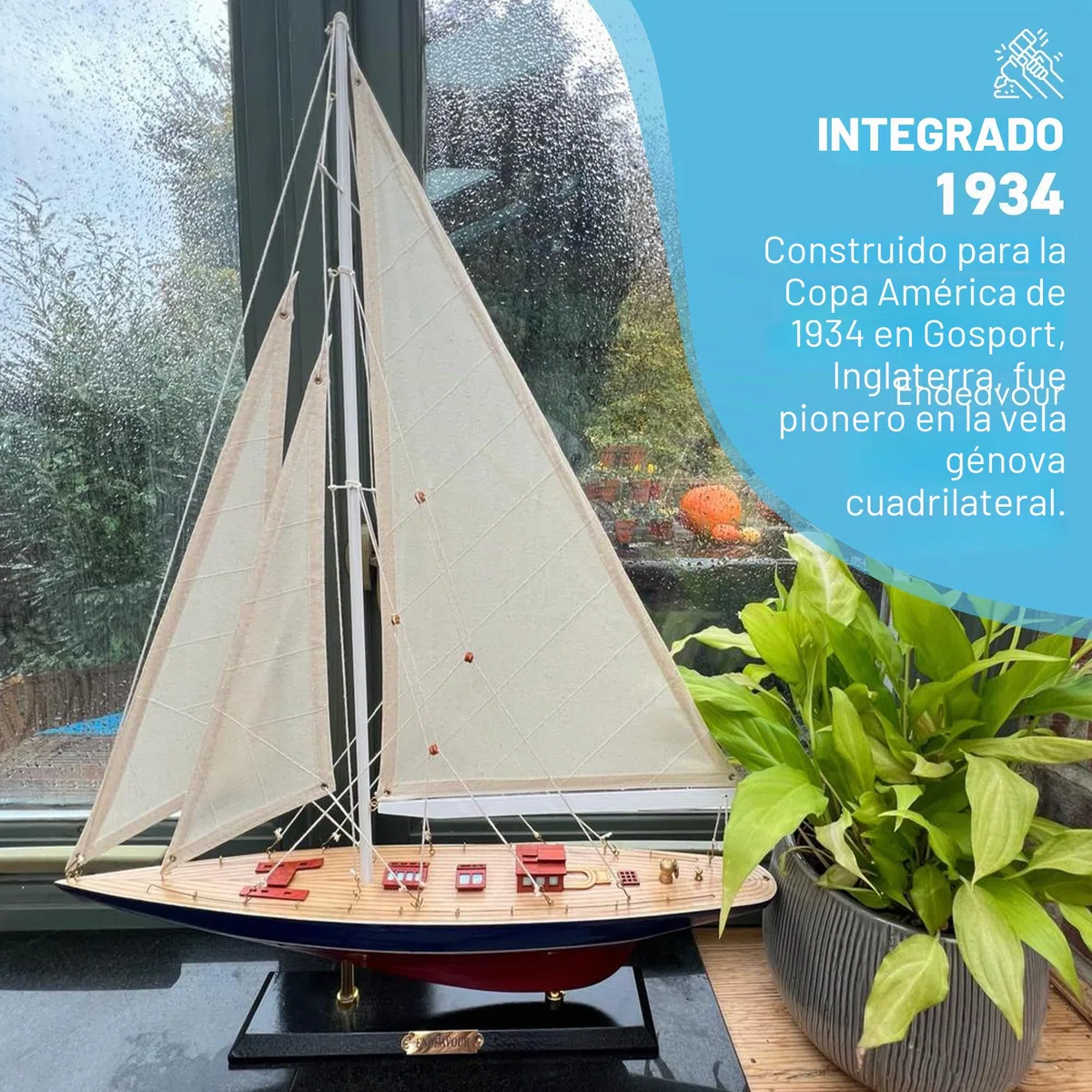 Thorness Modelo detallado de madera de 50 cm de largo Endeavour J Class Yacht,Yate de carreras de la Copa América,Adorno náutico,Modelo de velero,Modelo de velero Endeavour,Kit de modelo de barco