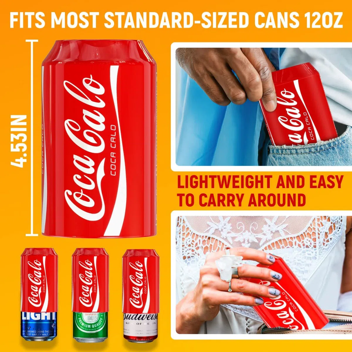 BeerSkin Skywin - Funda de silicona para lata (10 unidades) de 12 onzas (355 ml), funda de lata de refresco (rojo)