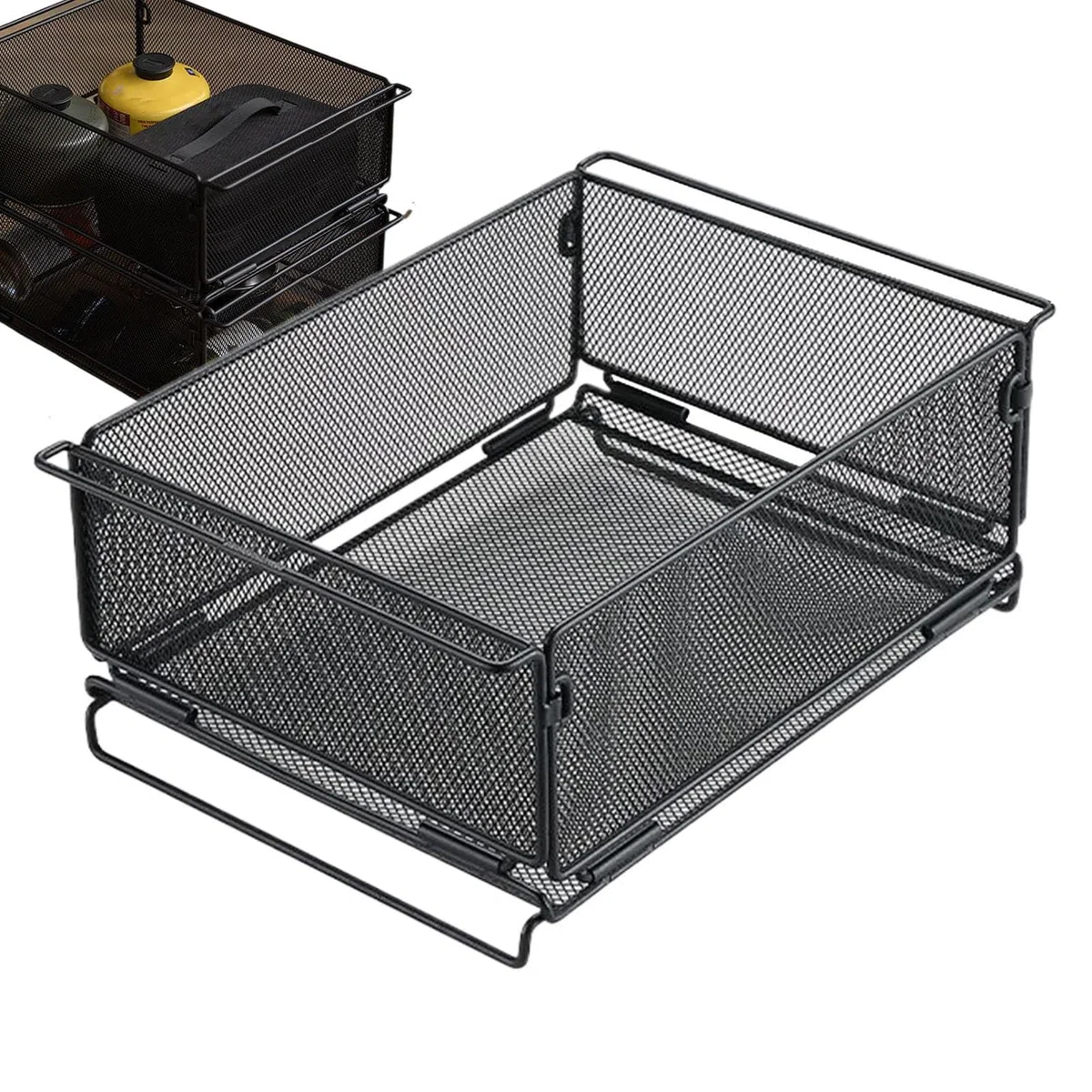 Cesta de Alambre Negra Almacenamiento de Cestas de Alambre Plegables y | Suministros de Cocina y Camping
