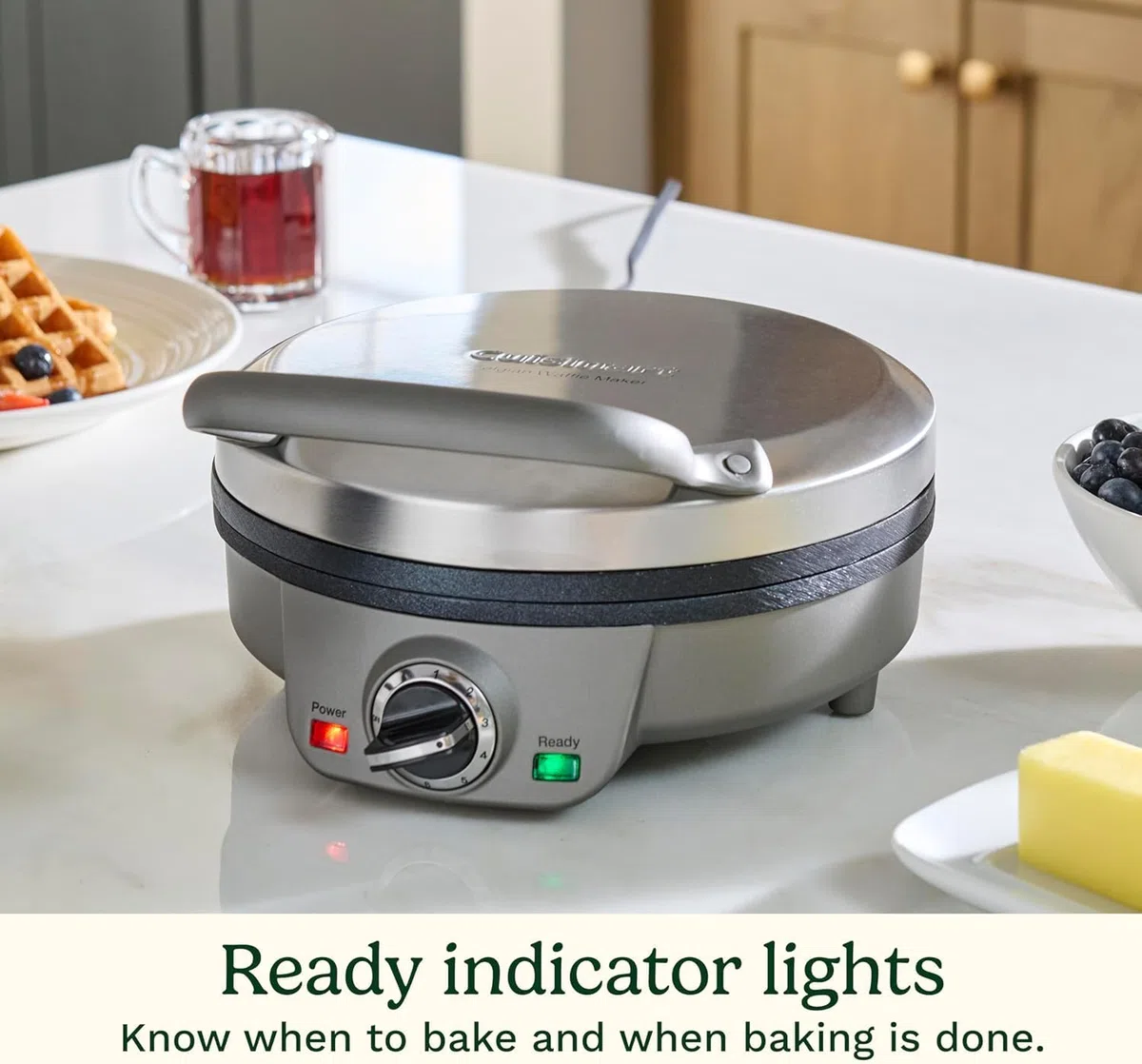 Cuisinart, Máquina de gofres belga de 4 rebanadas, redonda, WAF-200NAS