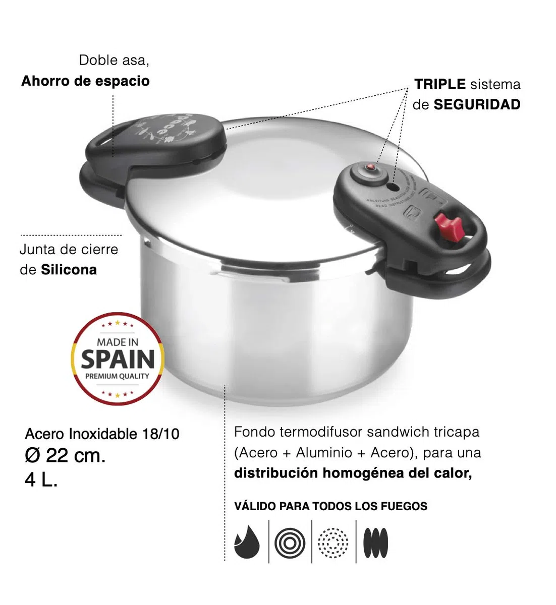 ALZA Space - Olla a presión super-rápida (6 litros)