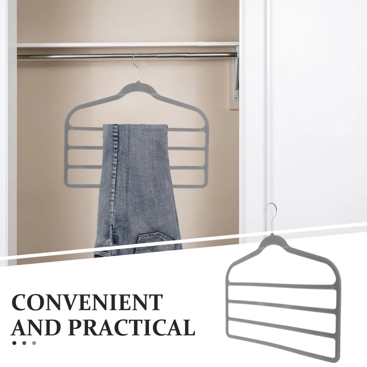 Perchas Multicapa Paquete de 10 Piezas Material de Terciopelo Antideslizante Organizador Multifunción para Ahorrar Espacio Armario para Pantalones