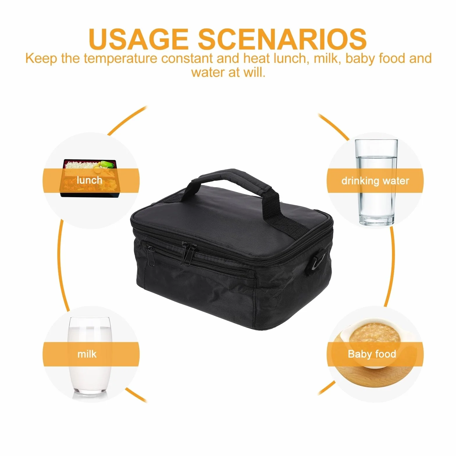 TOYANDONA Bolsa Térmica Portátil Mantiene Temperatura Constante para Almuerzo 12v Aislamiento de Oxford y Goma para Oficina y Excursiones en Coche