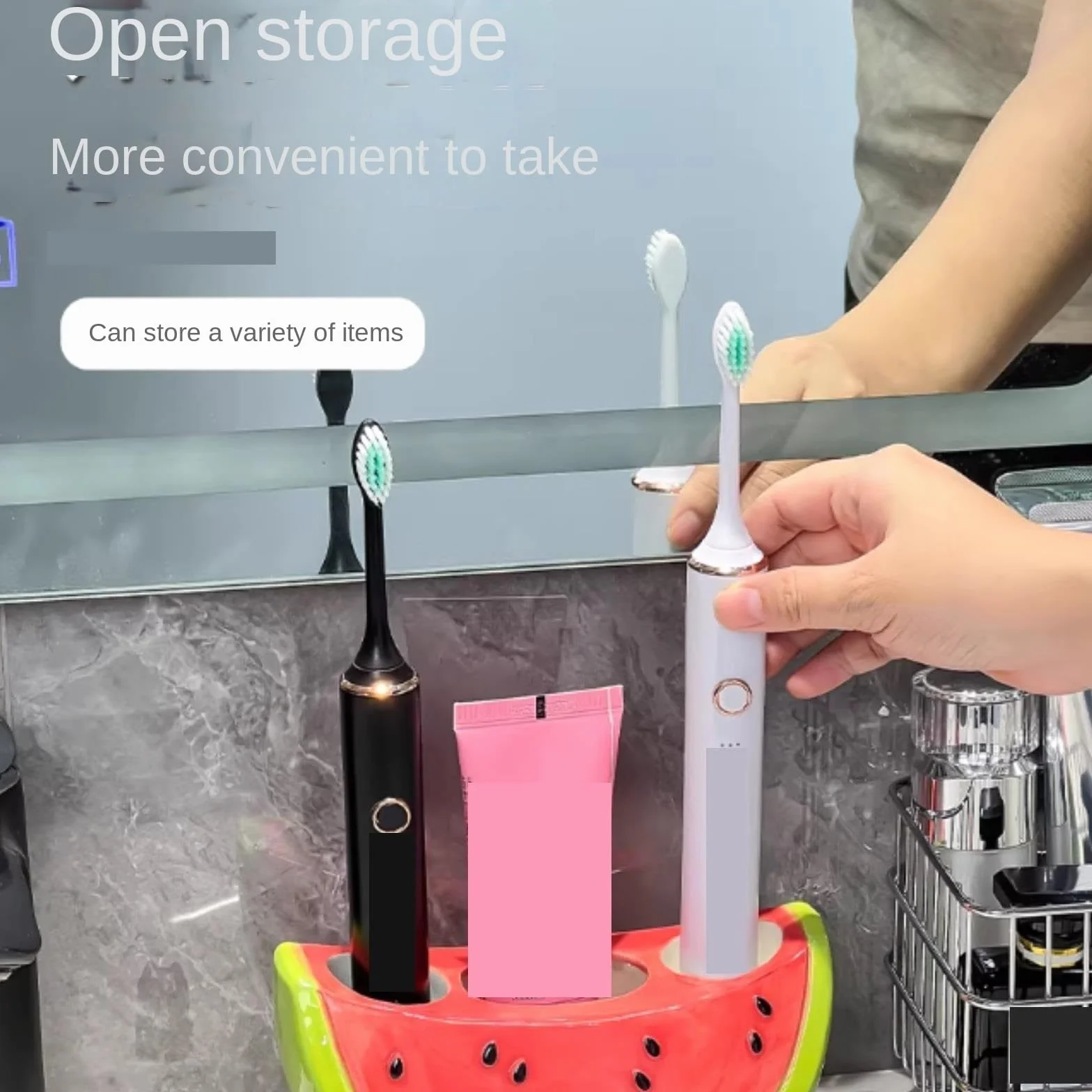 Porta Cepillo Dientes Baño Soporte De Cerámica For Cepillo Dientes con Forma Sandía For Almacenamiento En Encimera Baño Hogar Y Cocina