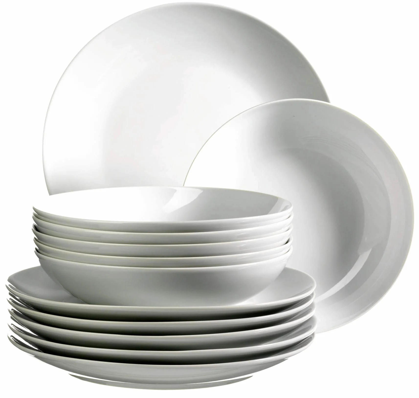 Domestic 920498 Barca - Vajilla de Porcelana (6 Platos Llanos y 6 Platos hondos), Color Blanco