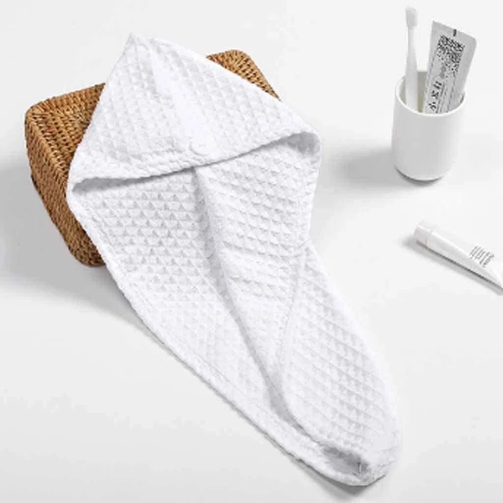Nueva 1 pieza de tela de gofre blanca después de la ducha toalla de secado rápido sombrero turbante cabeza envoltura herramienta de baño (color: estilo 2) (estilo 3)
