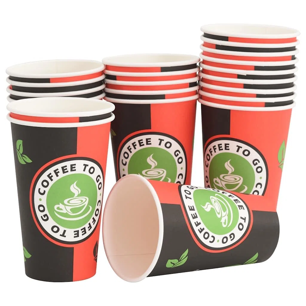 Vasos de papel con tapas, 1000 unidades, 400 ml, vasos desechables para café para llevar y bebidas frías con protección contra fugas, ideal para fiestas, oficina, catering y gastronomía en