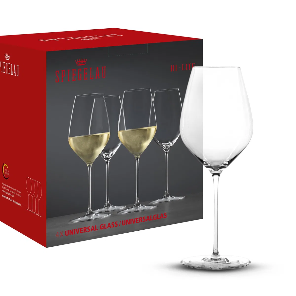 Spiegelau Copas de vino universales de 510 ml, 4 unidades, Hi-Lite, 1750471, para vino tinto y blanco, aptas para lavavajillas