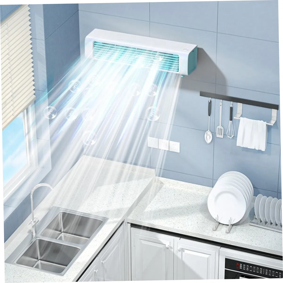 Aire acondicionado portátil pequeño Aire acondicionado personal de 3 velocidades con control remoto Unidad de pequeña recargable portátil para habitación Escritorio Oficina Dormito