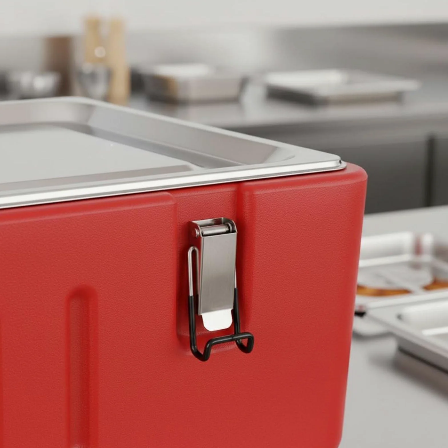 Contenedor Térmico de Comidas con Mango Lateral Robusto Caja Isotérmica Portaalimentos Portacomidas Materiales Acero Inoxidable y PP Adecuado para, Removable 4 Grids