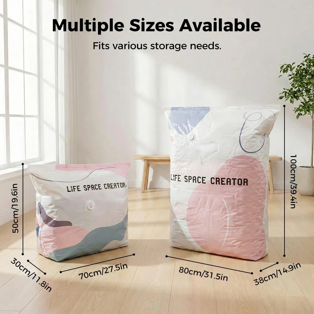 Bolsas de almacenamiento al vacío para ropa, edredones, mantas y ropa de cama de compresión, ahorro de espacio (3 piezas, 100 x 80 x 30 cm), ideal para viajes y organización del hogar