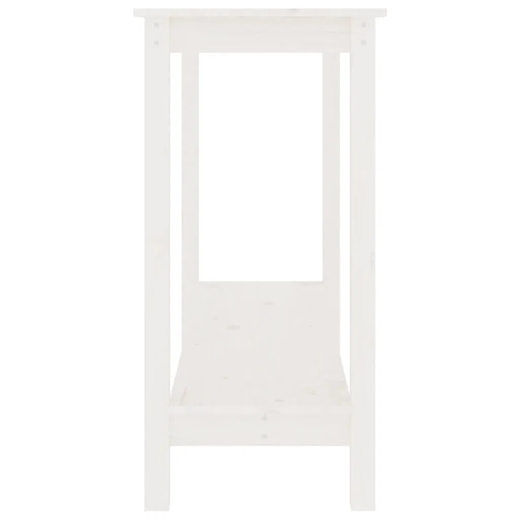 Mesa consola blanca 110 x 40 x 80 cm – Clásica mesa auxiliar de madera maciza de pino maciza, mesa de pasillo estable en estilo rústico para pasillo, salón y entrada
