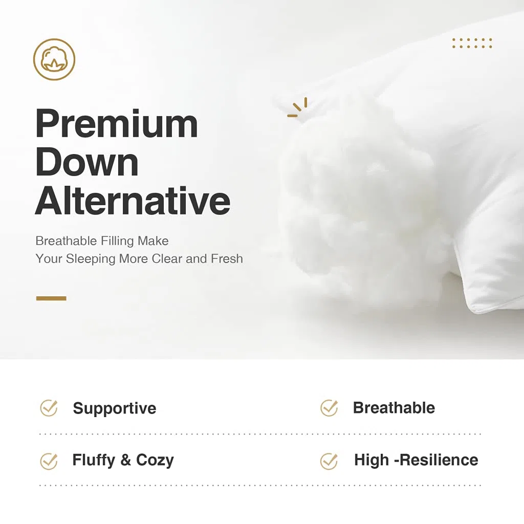 Acanva Almohadas de cama para dormir, calidad de hotel refrescante con relleno alternativo de plumón 3D suave premium para dormir de espalda, boca abajo o de lado, estándar (paquete de 4), color