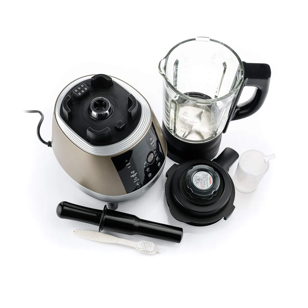 Westinghouse Batidora eléctrica con recipiente de cristal, 2 en 1 con función de cocción y batidora, batidora multifuncional de alto rendimiento con cuchillas de acero inoxidable, robot de cocina,