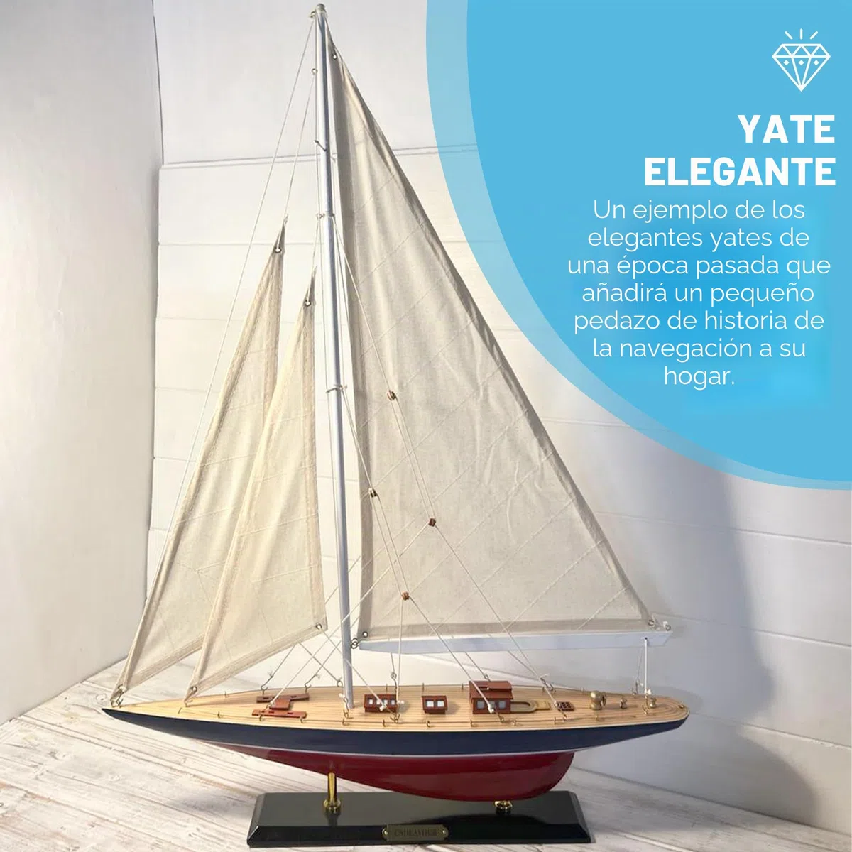 Thorness Modelo detallado de madera de 50 cm de largo Endeavour J Class Yacht,Yate de carreras de la Copa América,Adorno náutico,Modelo de velero,Modelo de velero Endeavour,Kit de modelo de barco