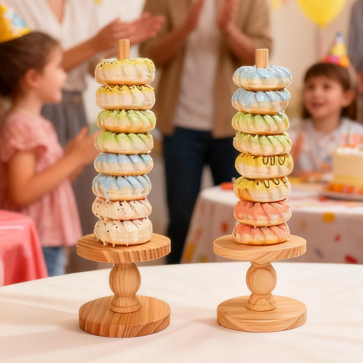 Torre De 4 Piezas Expositor | Soporte Para Bagels Para Servir En Para Postres Bodas Cumpleaños Navidad Shower Servicio De Mesa Buffet Hogar Restaurante