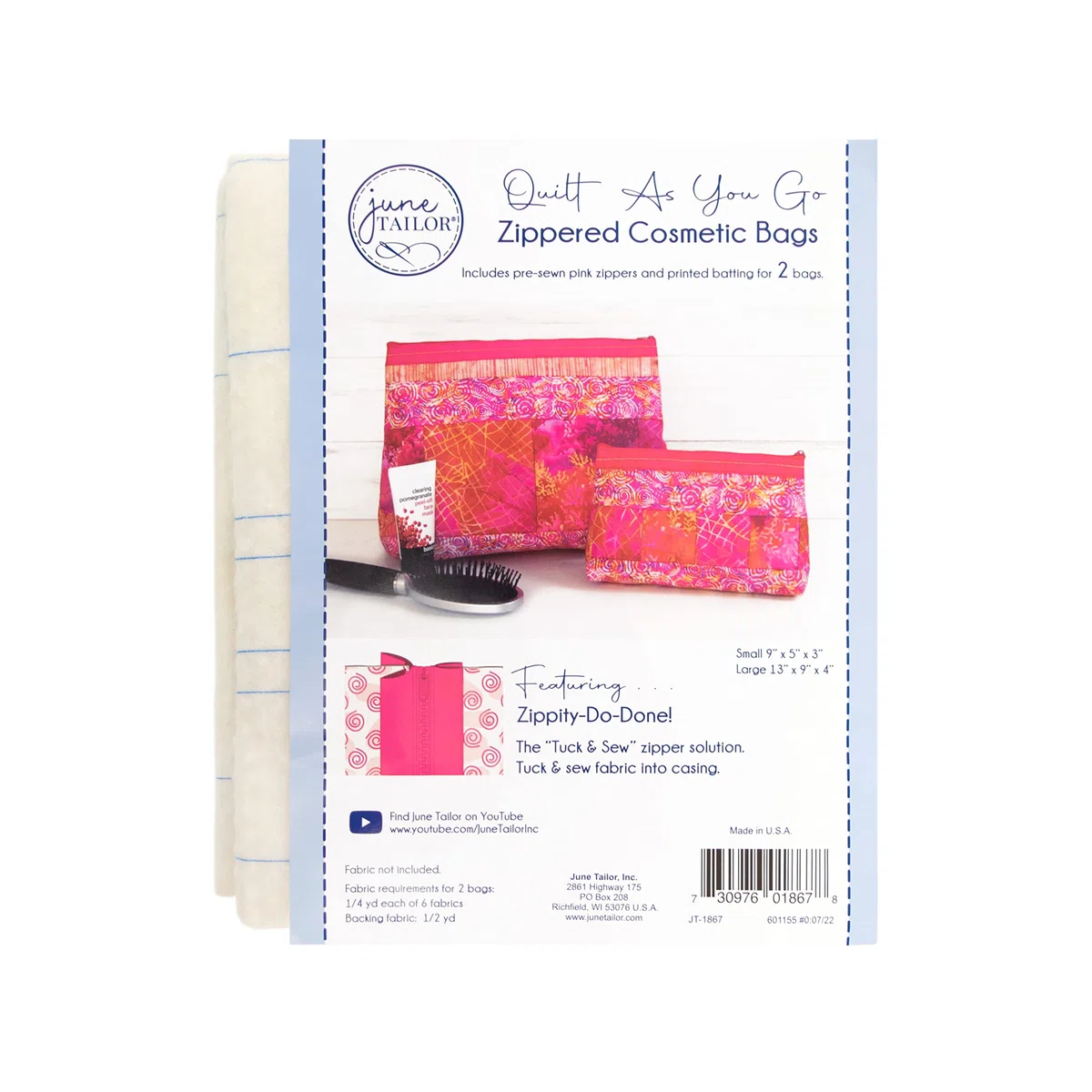 June Tailor Bolsas de cosméticos (2) Kit de costura, cremallera rosa