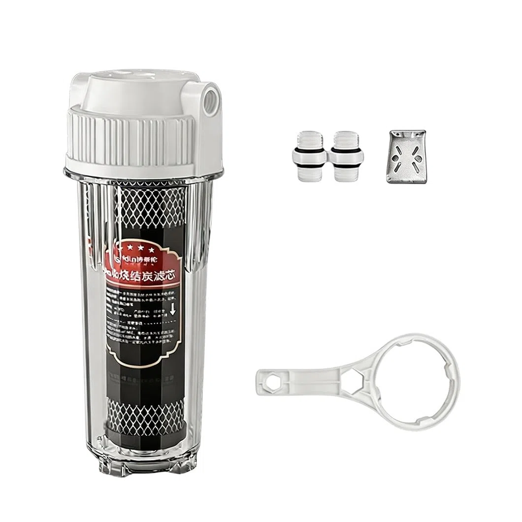 1 Juego Carcasa De Filtro Transparente 10" Con Cartucho De Carbón Sinterizado Antical,conectores 1/2",kit Prefiltración Transparente Toda La Casa Y Debajo Del Fregadero