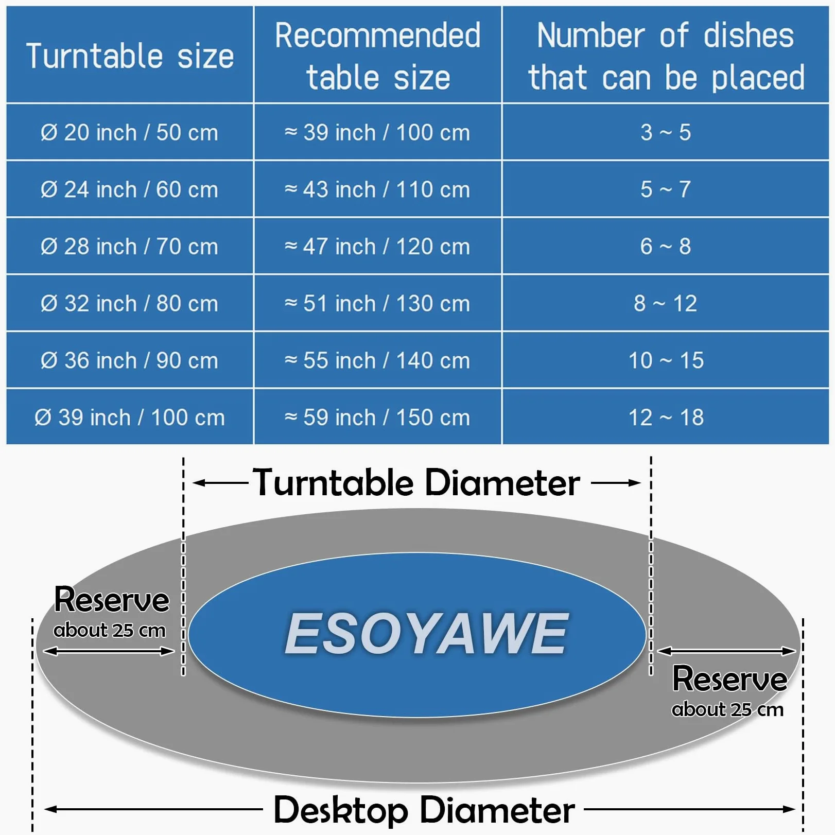 Lazy Susan redonda de madera de 50 a 100 cm, 360°, silenciosa, antideslizante, bandeja de servir para mesa de comedor, mesa giratoria grande con rodamiento, perfecta para entretenimiento y servir