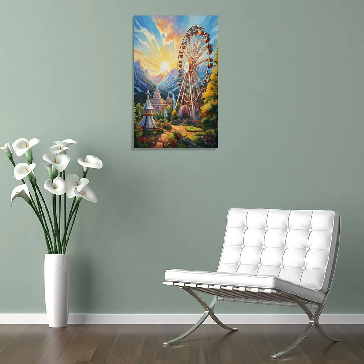 YUXINYUE Ferris Wheel Art Lienzo Impreso Imagen Moderna Arte De Pared-pintura Abstracta Lienzo Decoración Adecuada Para Sala De Estar, Dormitorio Cartoon 16x24inch(40x60cm)