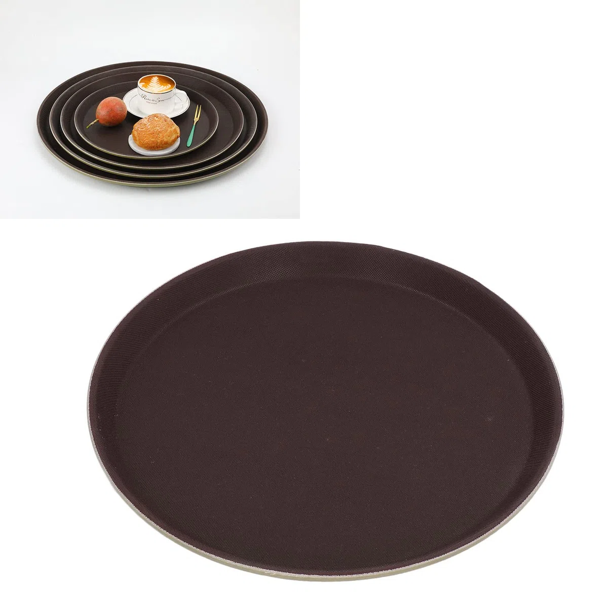 Bandeja redonda apilable para servir ensalada y aperitivos, 35 cm, templado, para familias, cafeterías y restaurantes