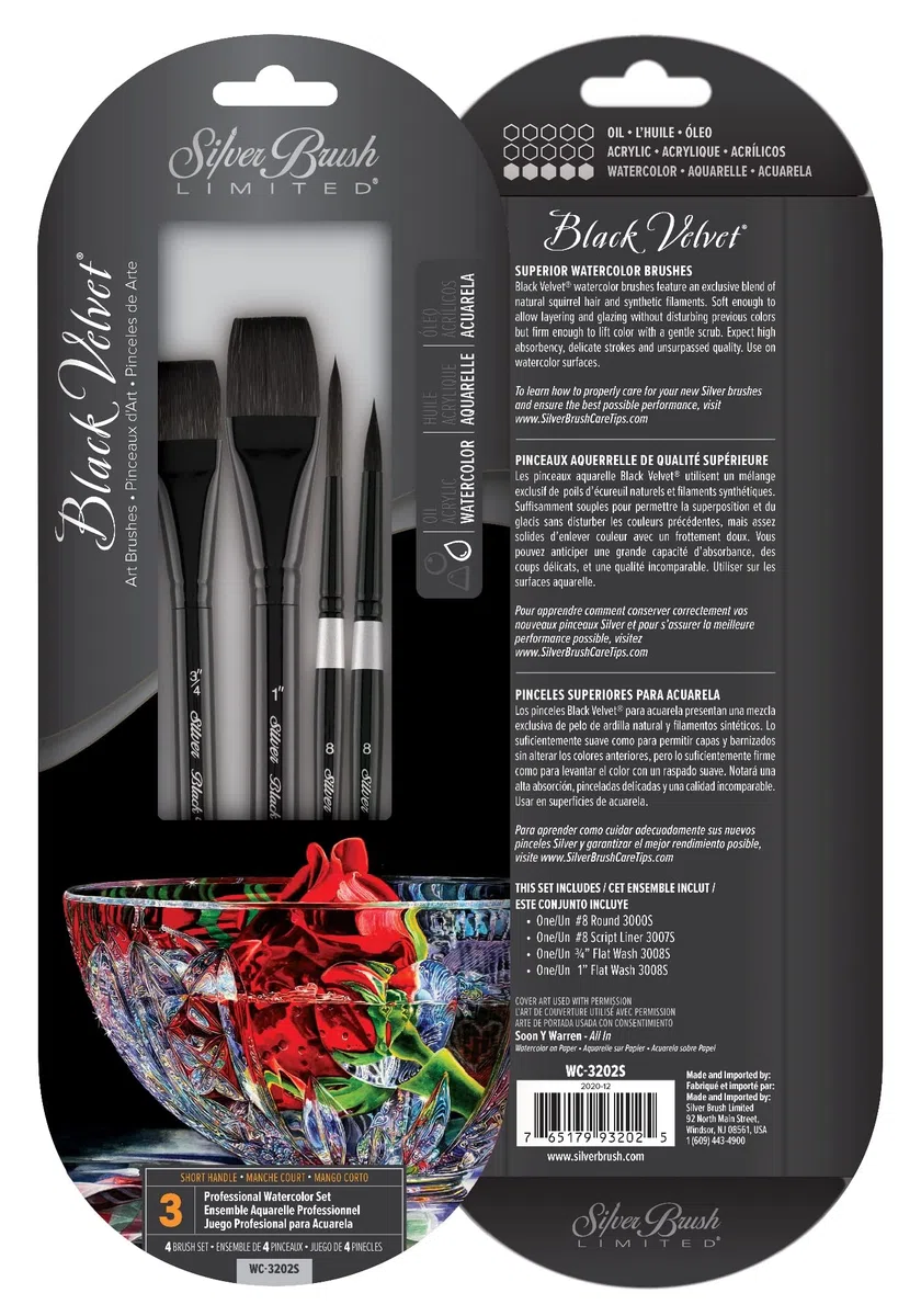 Silver Brush Limited Black Velvet Watercolor Basic Set 4Pcs-