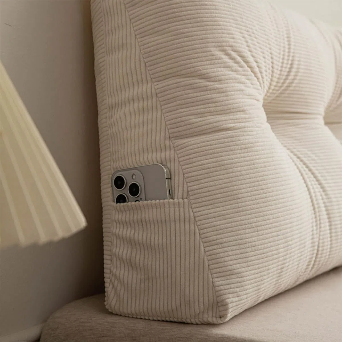 Almohada triangular de cuña para cama y sofá, cojín de apoyo lumbar con funda extraíble (blanco, 100 x 40 x 12 cm), ideal para mayor comodidad y apoyo postural