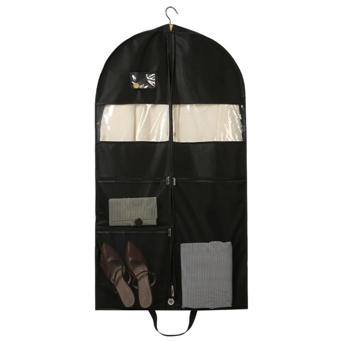 Portatrajes Fundas Ropa Paquete De 5 Bolsas De Ropa Para Viaje, Bolsa De Ropa Colgante Con Bolsillos, Bolsa De Ropa Plegable Y Resistente Para Camisas De Vestir Funda Traje Funda Abrigos ( Color : Bla
