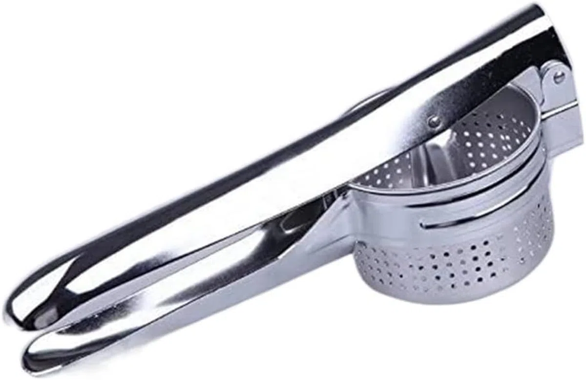 Prensa de ajos y Jengibre, machacador de Patatas Acero Inoxidable, Pica puré Fabricante sin Salpicaduras para Verduras Frutas, Plata, 26,5 * 9,8 * 9cm