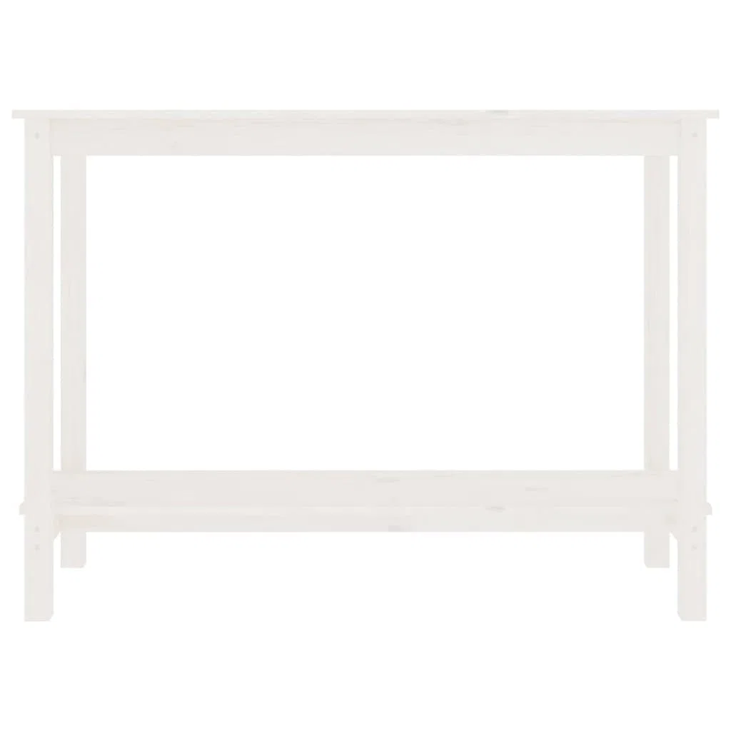Mesa consola blanca 110 x 40 x 80 cm – Clásica mesa auxiliar de madera maciza de pino maciza, mesa de pasillo estable en estilo rústico para pasillo, salón y entrada