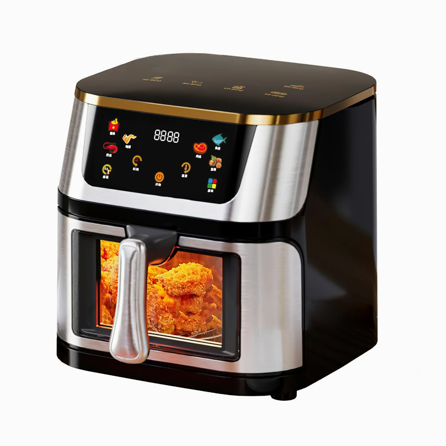 Air Fryer 12L,Freidora de aire con ventana de visualización,Pantalla táctil digital,Menos grasa,Circulación de aire caliente,Menús Preprogramados Saludables,Cocción rápida a alta temperatura de 210℃