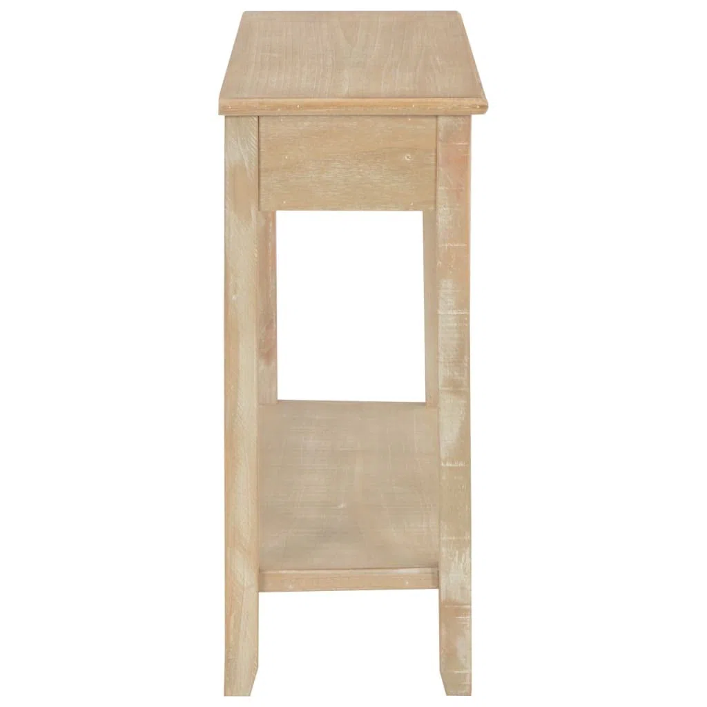Consola clásica 110 x 35 x 80 cm, mesa auxiliar de madera de pino y MDF con 2 cajones y estantes, aparador para pasillo y salón, color madera natural