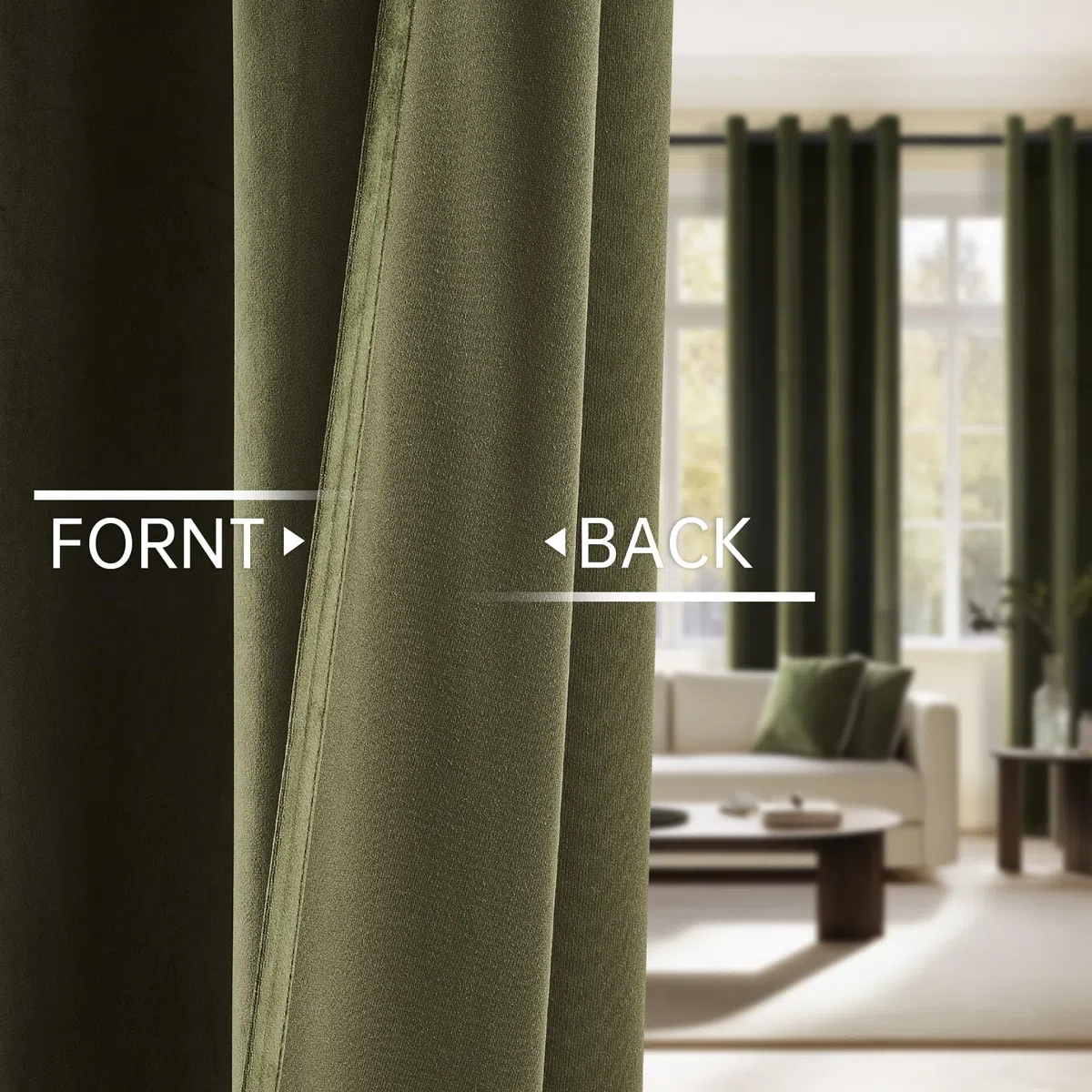 Topfinel Cortinas Salon Opacas 140x240 CM, Verde Oliva Cortina de Terciopelo Dormitorio Sala con Ojales, Habitacion Cortina Opaca Termica, Ventana Aislante Blackout